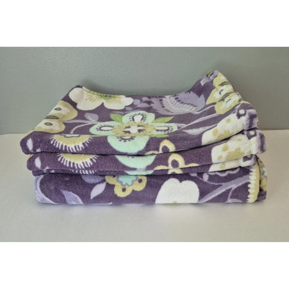 Peri Home Purple Yellow Floral 4 Piece Soft Bath and Hand Towels Set